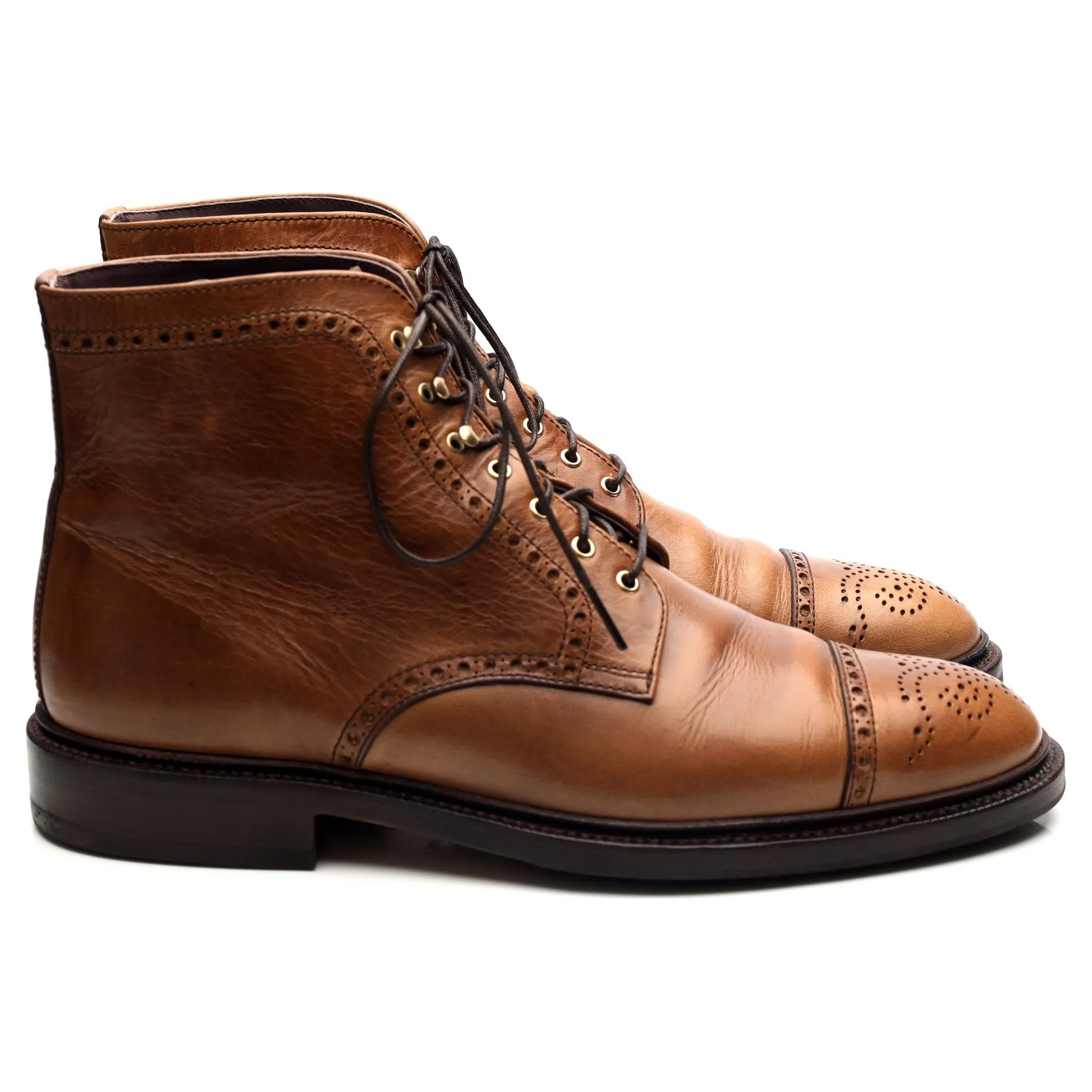 '80780' Light Brown Leather Brogue Boots UK 9 EE