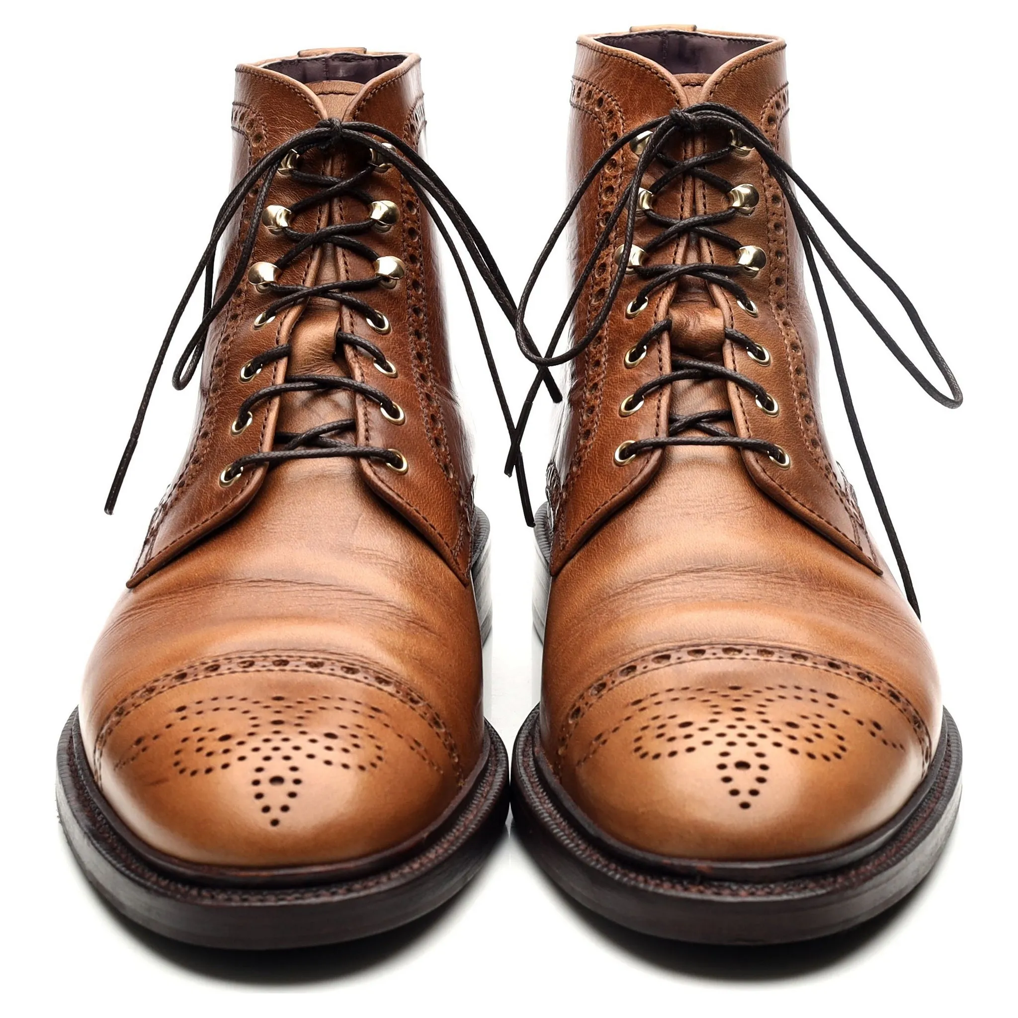 '80780' Light Brown Leather Brogue Boots UK 9 EE