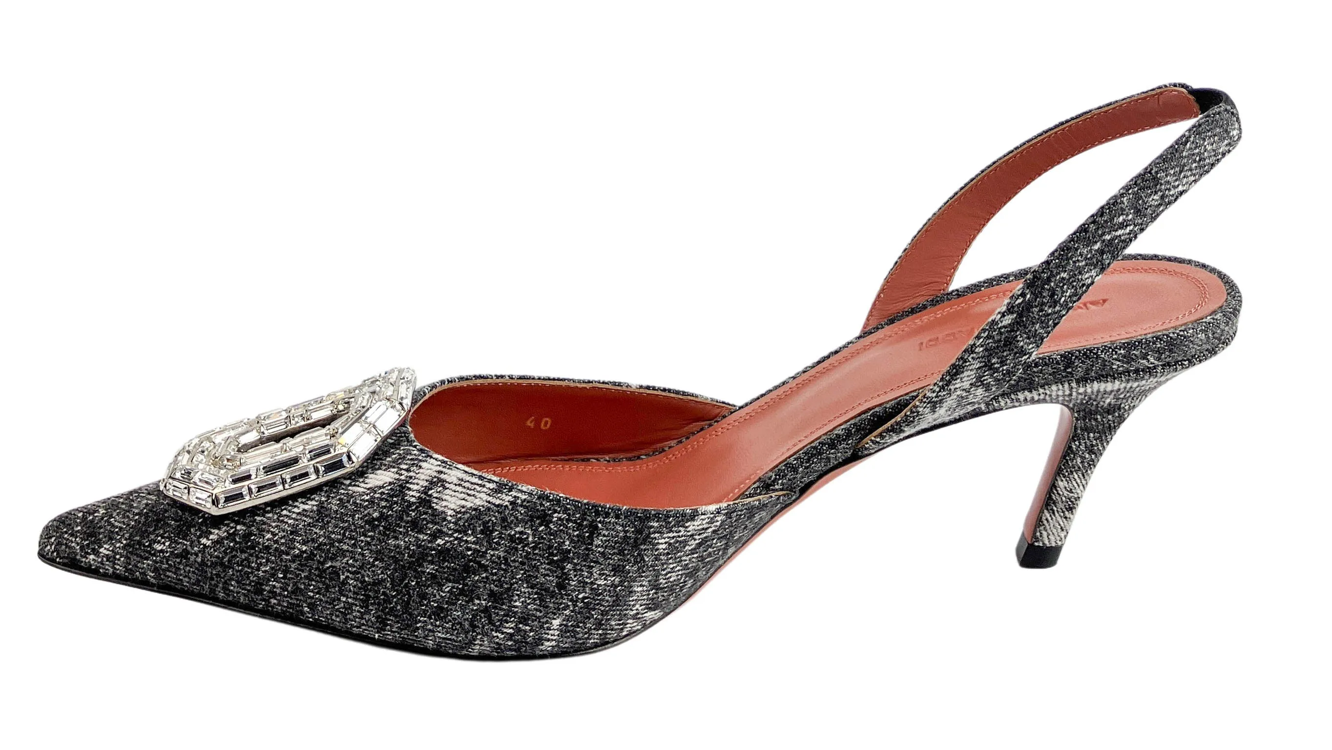 Amina Muaddi Camelia Slingback in Acid Grey