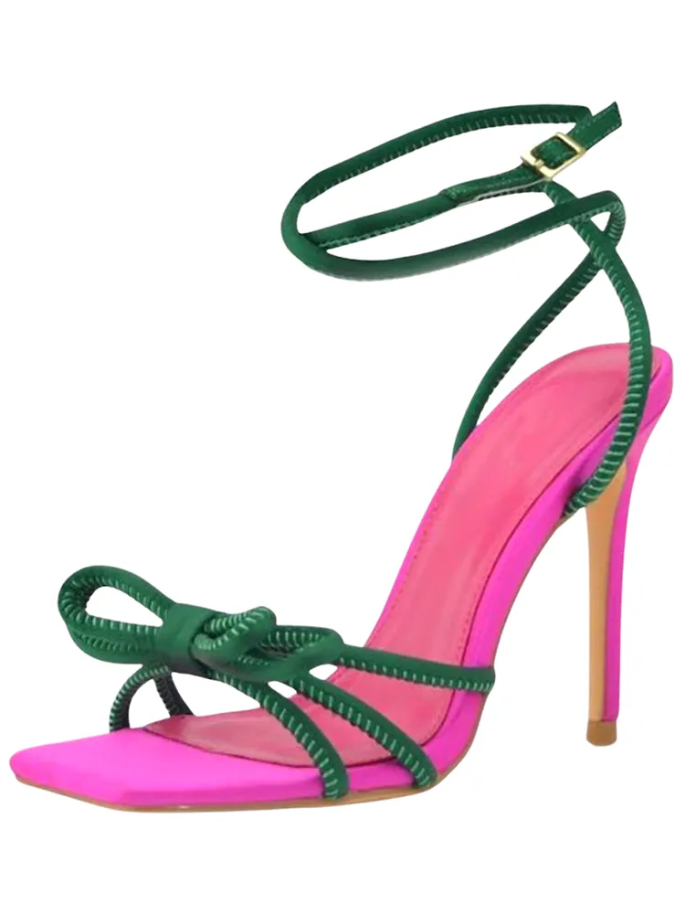 Amozae-Bowknots Color Block Stiletto Heel