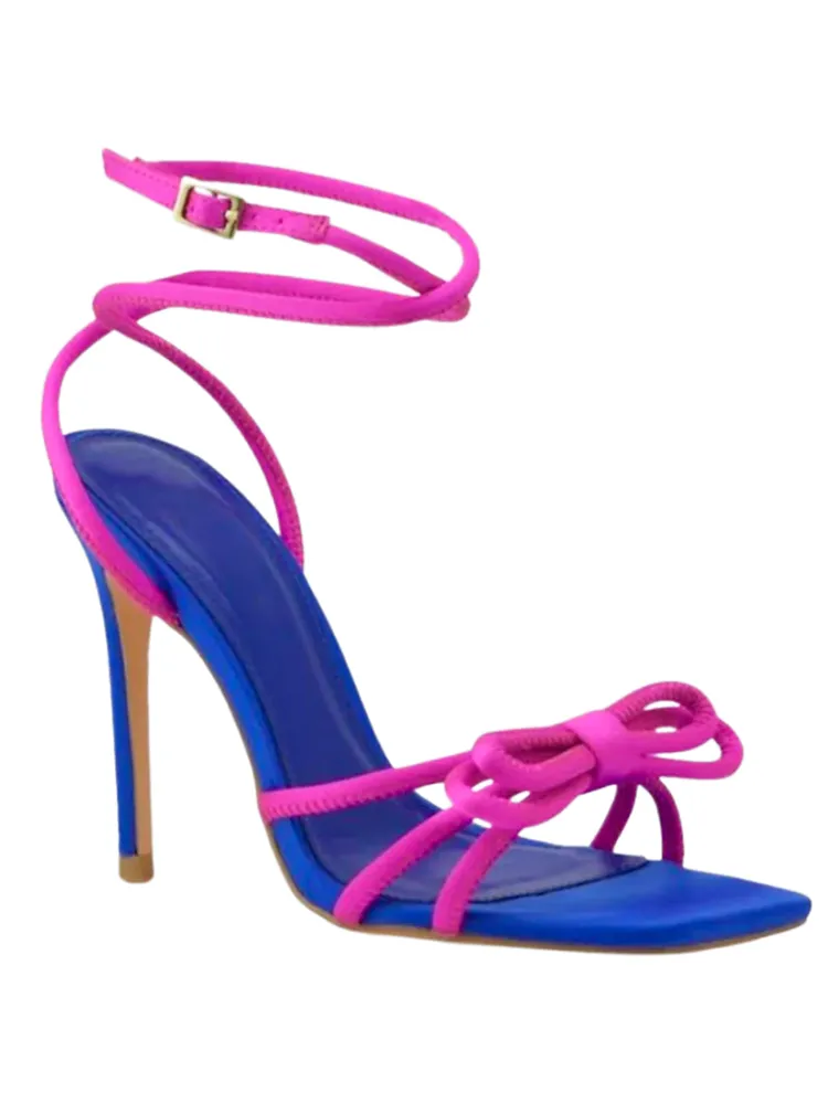 Amozae-Bowknots Color Block Stiletto Heel