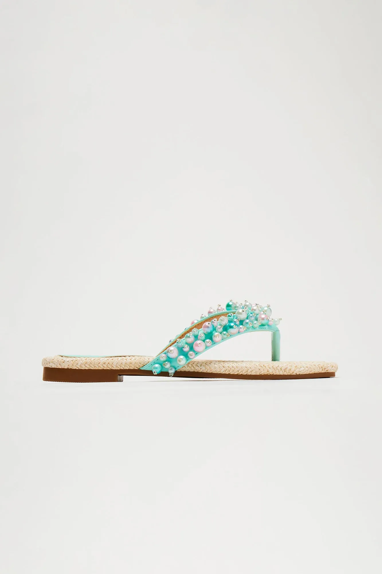 Ariel Pearl Flip Flops - Green