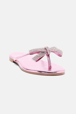 Belle Embellished Flip Flops - Pink