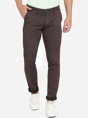 Brown Printed Neo Fit Casual Trouser | Greenfibre