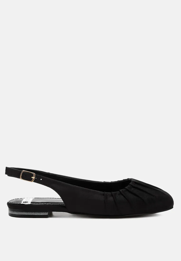 Cheeni Satin Square Toe Flat Slingbacks