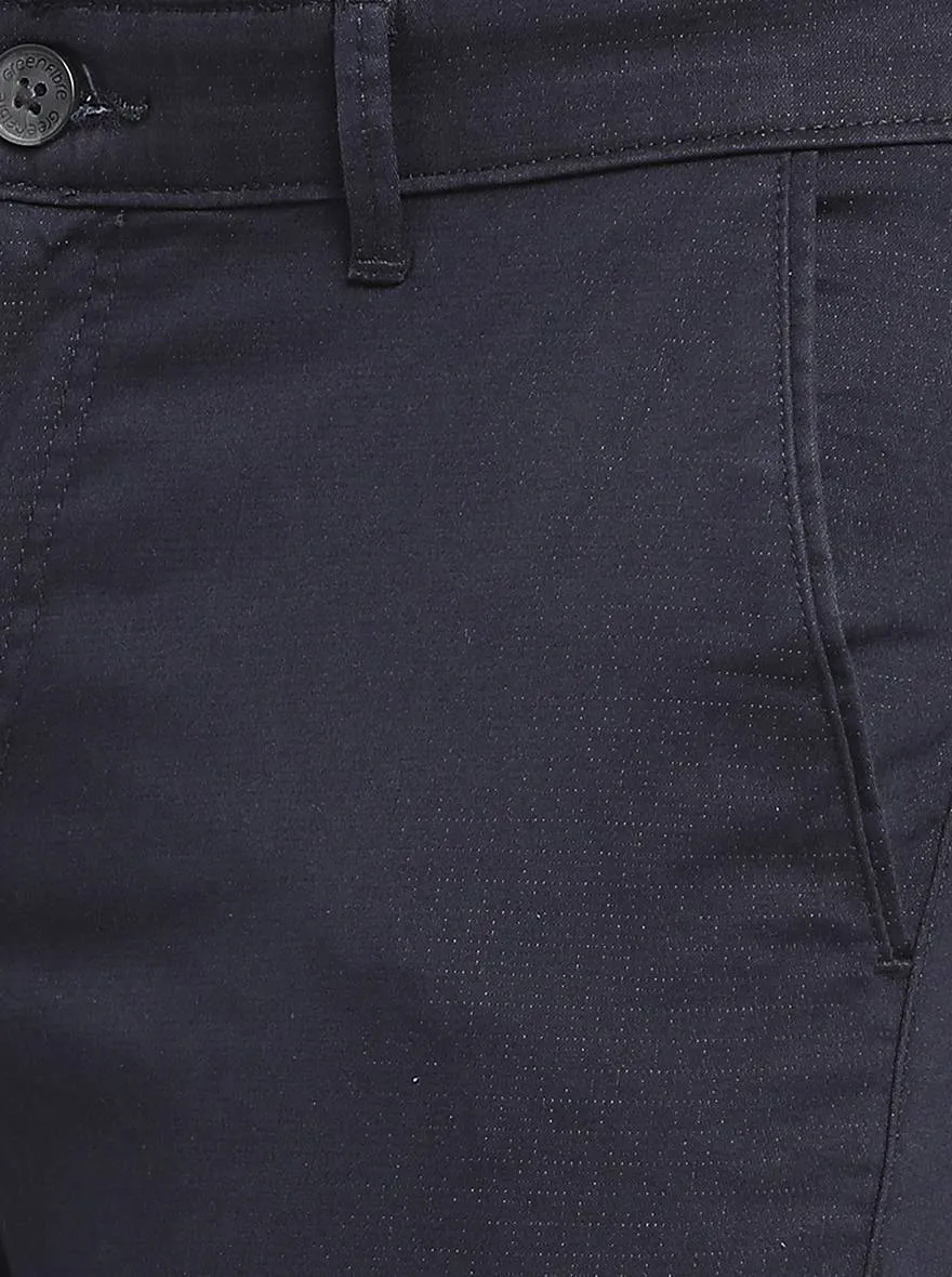 Dark Blue Solid Neo Fit Casual Trouser | Greenfibre