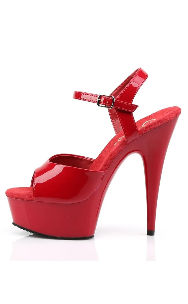 DELIGHT-609 Red Patent Platform Heels