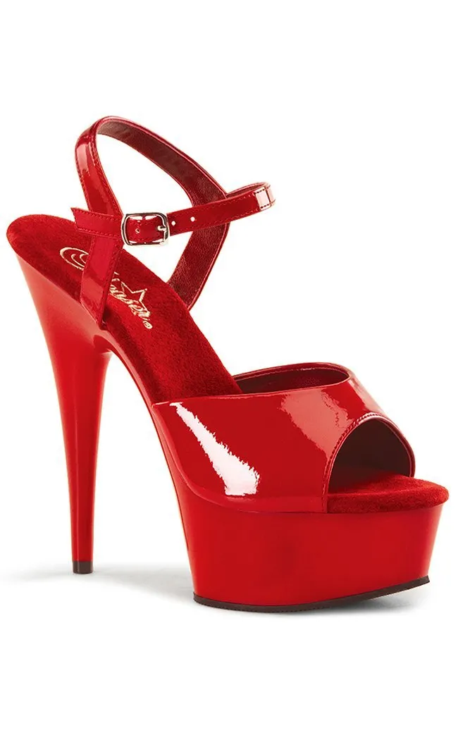 DELIGHT-609 Red Patent Platform Heels