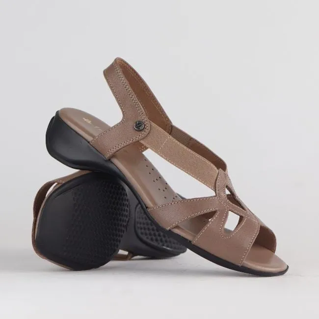 Elasticated Cut-out Sandal in Stone - 11519