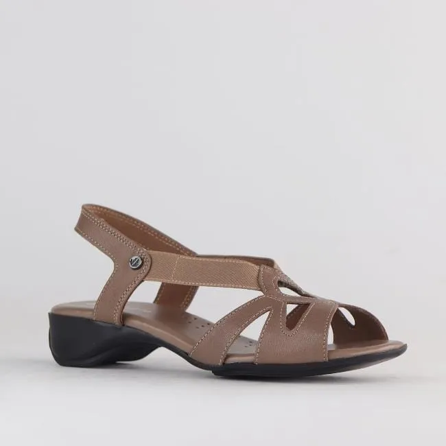 Elasticated Cut-out Sandal in Stone - 11519