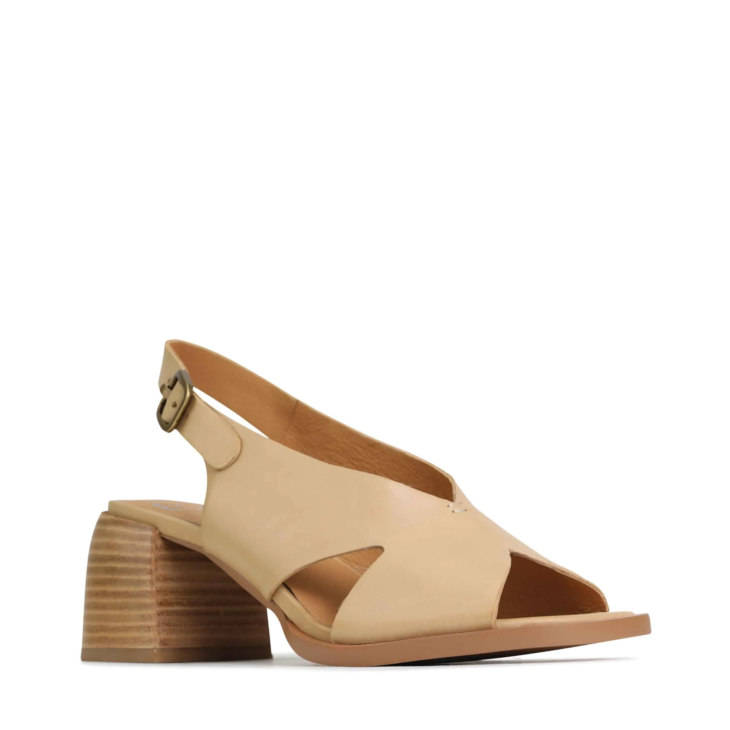 Eos Isadora Beige Heeled Slingback Sandal