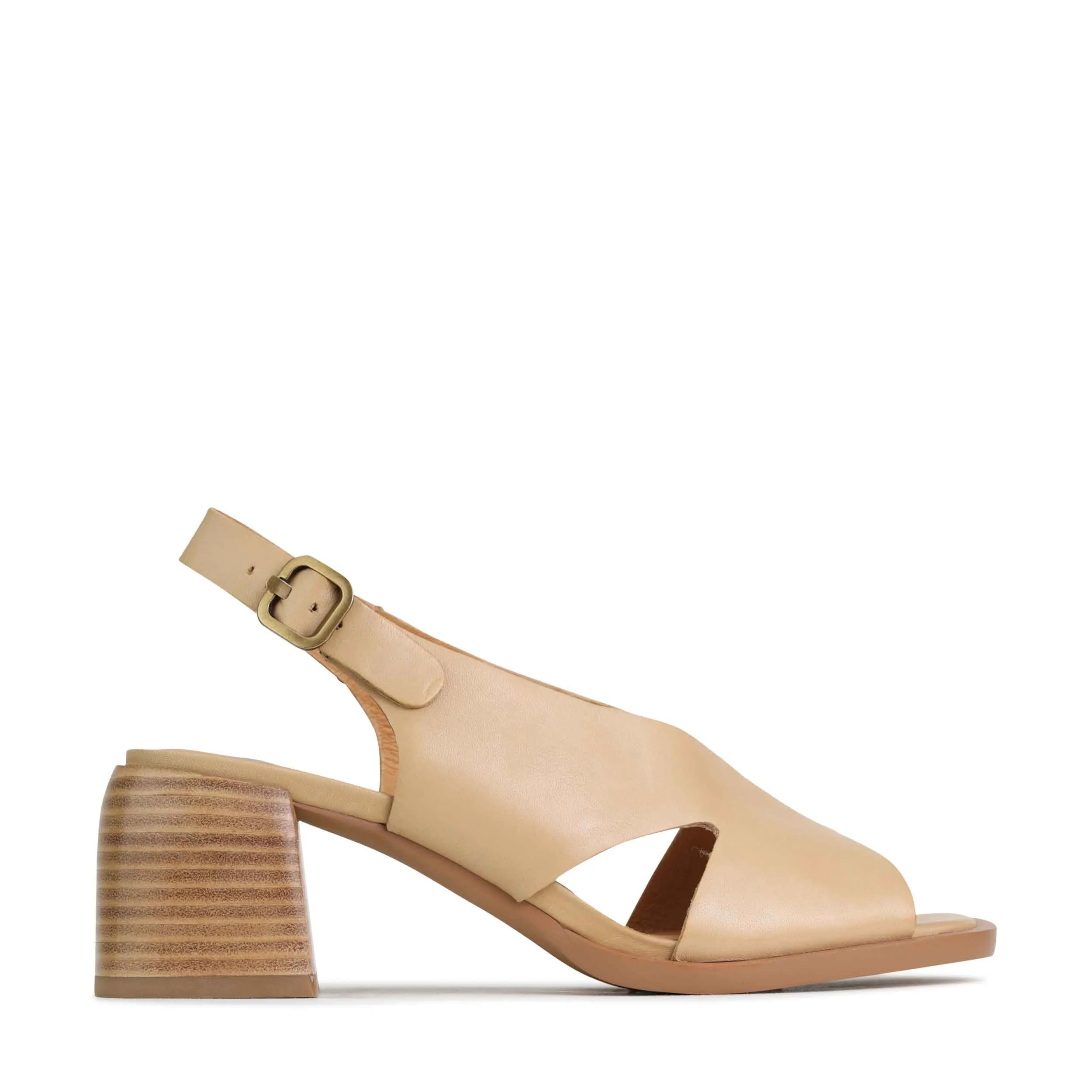 Eos Isadora Beige Heeled Slingback Sandal