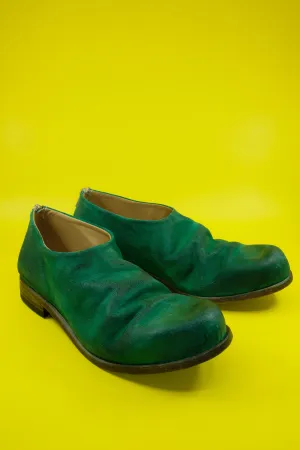 Green Suede Leather Slip-On Brogue