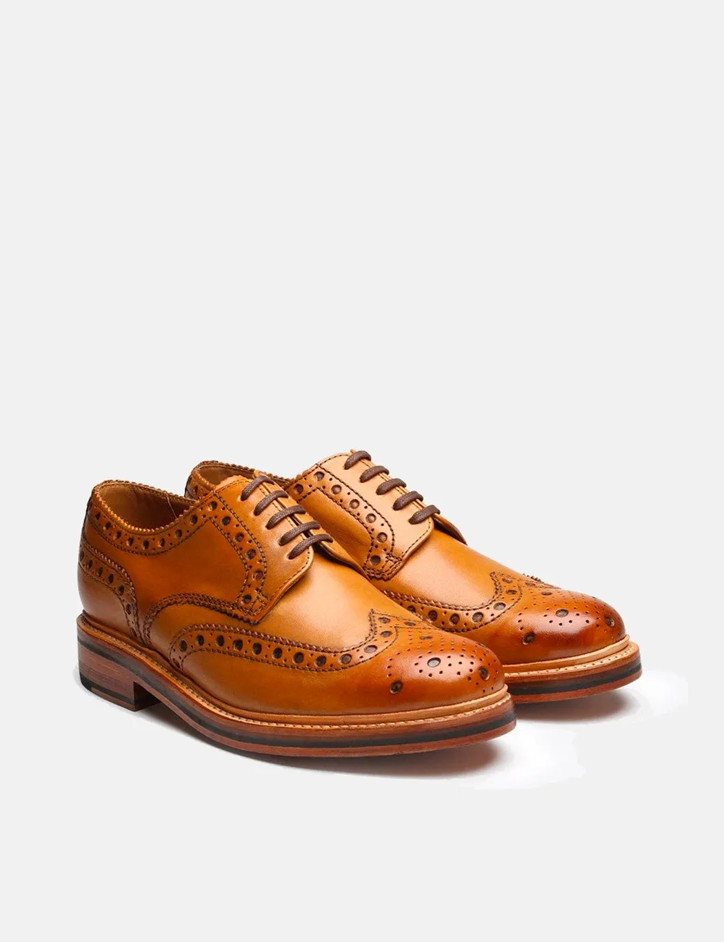 Grenson Archie Brogue Shoes 5067-02 (Leather) - Tan