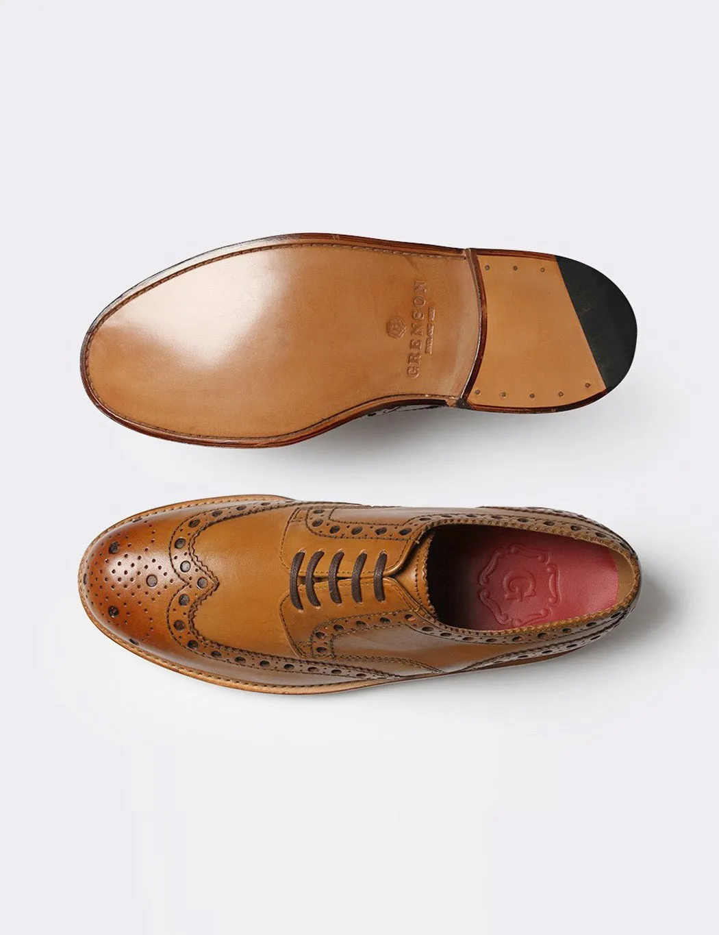 Grenson Archie Brogue Shoes 5067-02 (Leather) - Tan