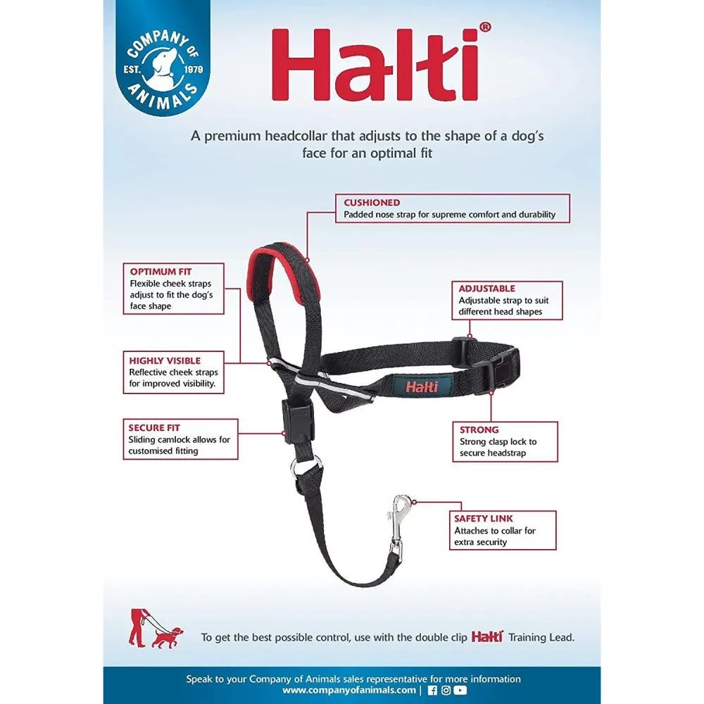 Halti Optifit Black Dog Training Headcollar