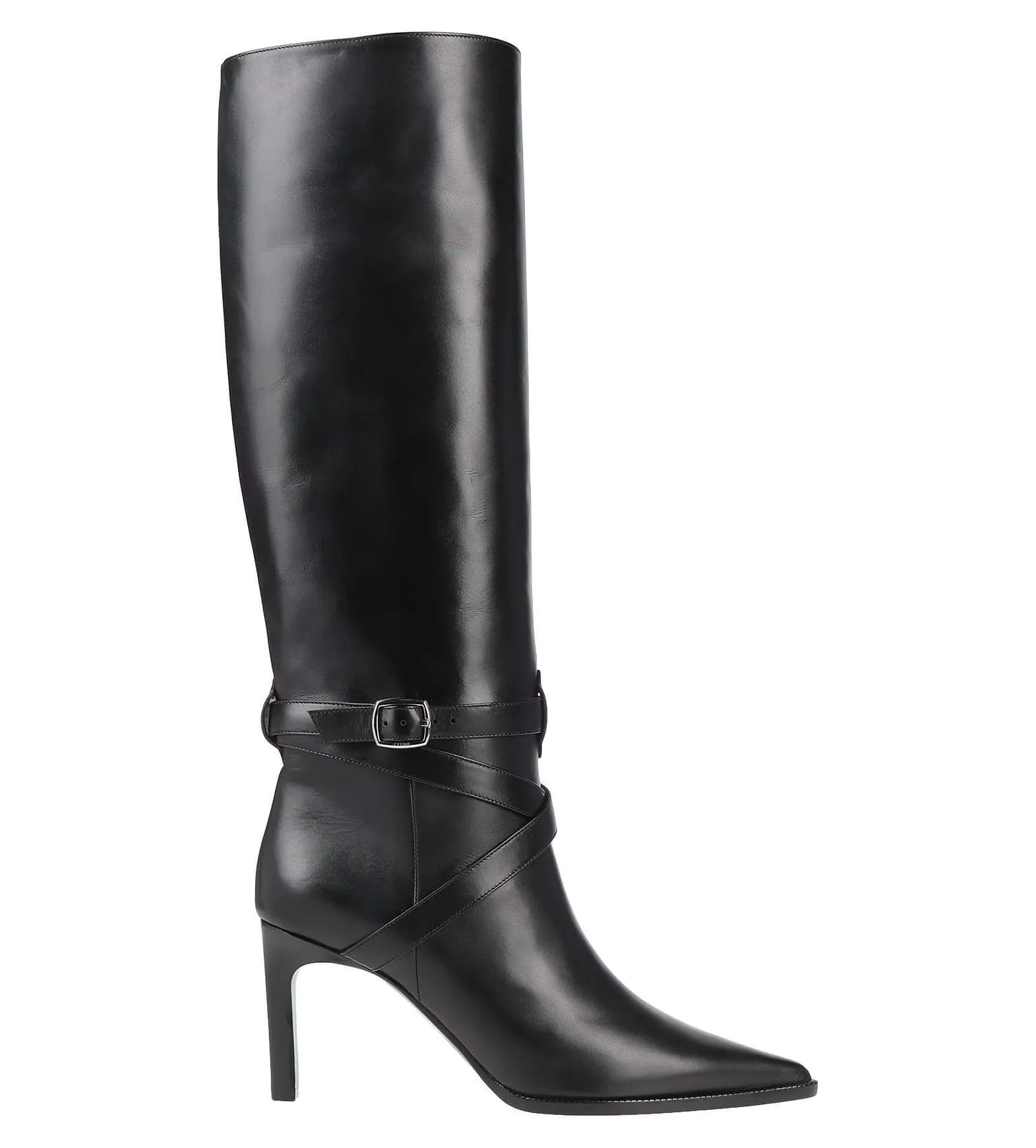 Leather stiletto boots CELINE, black