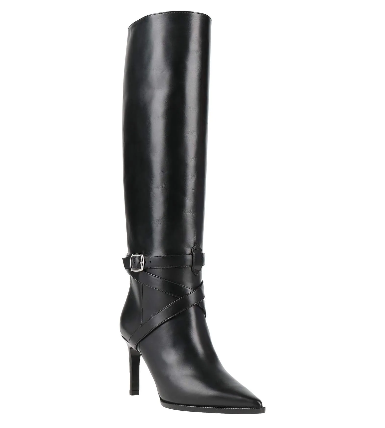 Leather stiletto boots CELINE, black