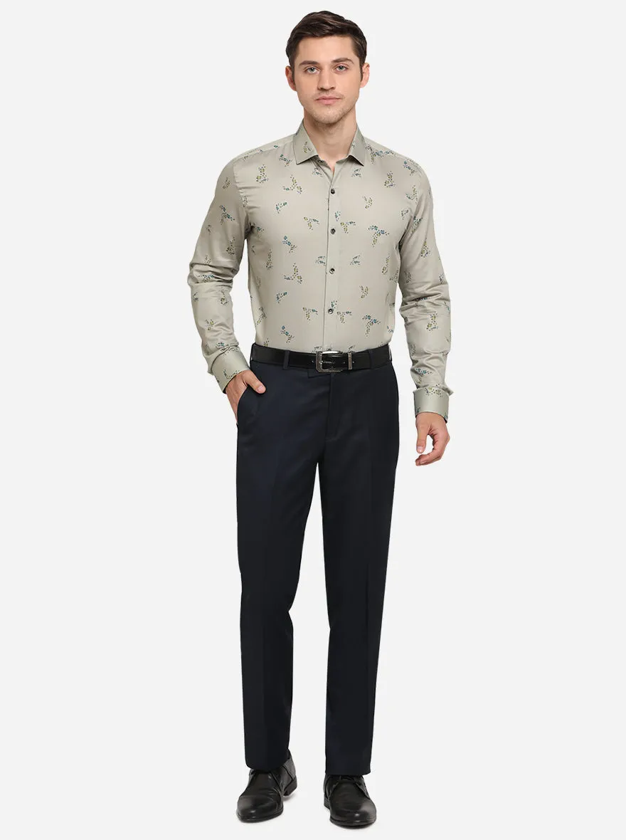 Light Beige Printed Slim Fit Party Wear Shirt | Wyre