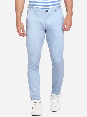 Light Blue Solid Venice Fit Casual Trouser | JadeBlue