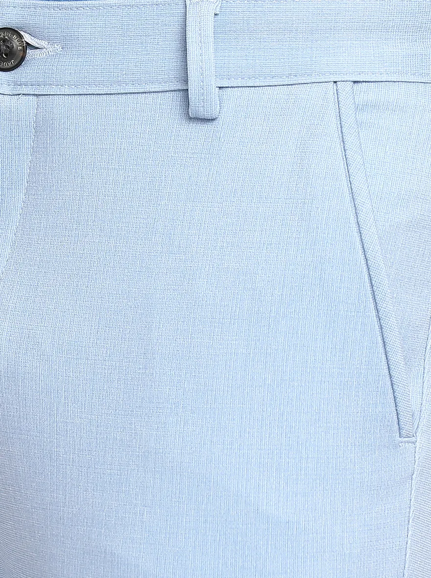 Light Blue Solid Venice Fit Casual Trouser | JadeBlue