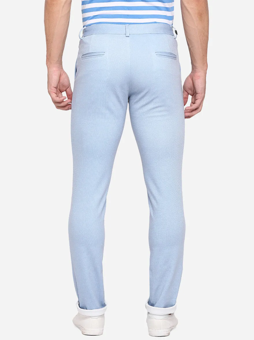 Light Blue Solid Venice Fit Casual Trouser | JadeBlue