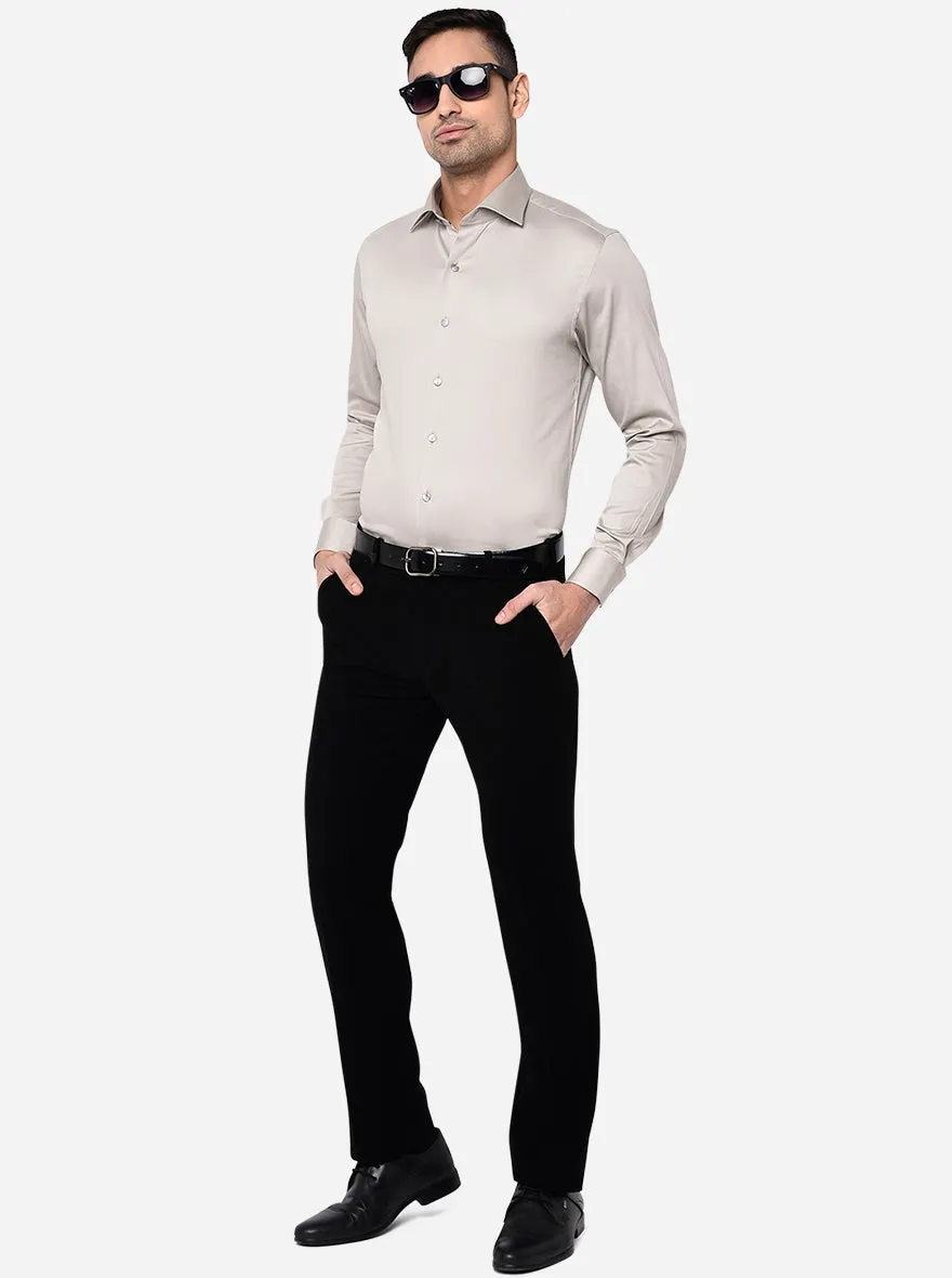 Light Grey Solid Slim Fit Party Wear Shirt | Wyre