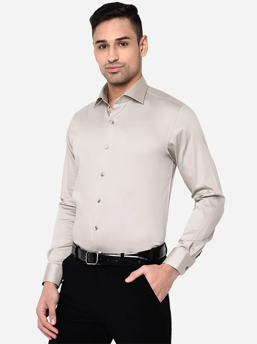 Light Grey Solid Slim Fit Party Wear Shirt | Wyre