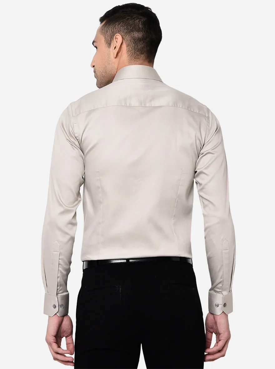 Light Grey Solid Slim Fit Party Wear Shirt | Wyre