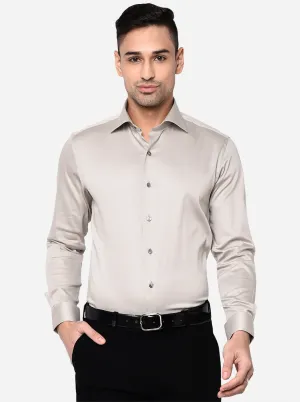 Light Grey Solid Slim Fit Party Wear Shirt | Wyre