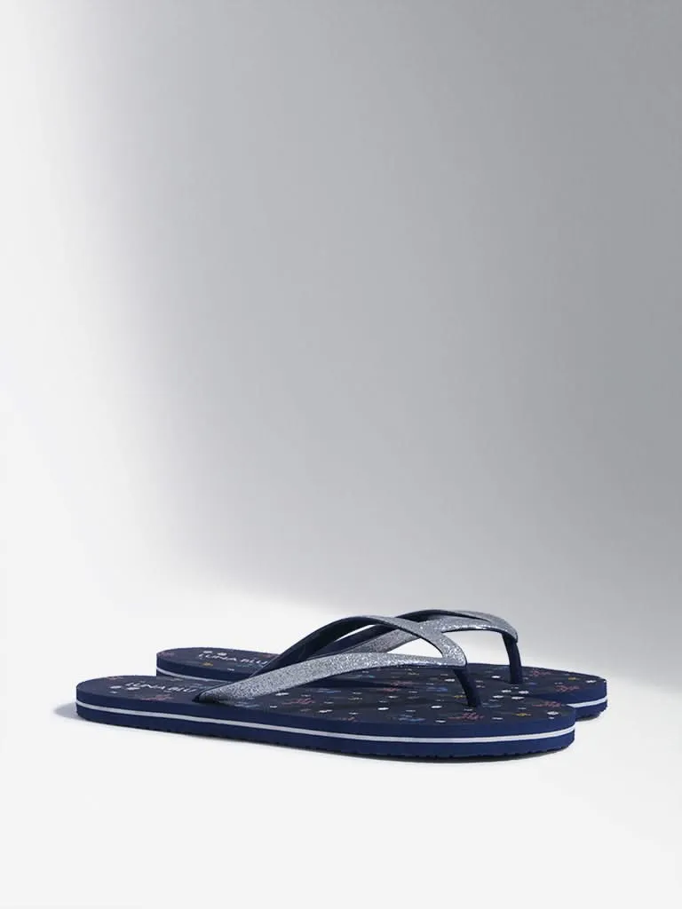 LUNA BLU Navy Floral Flip-Flops