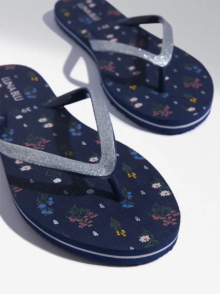 LUNA BLU Navy Floral Flip-Flops