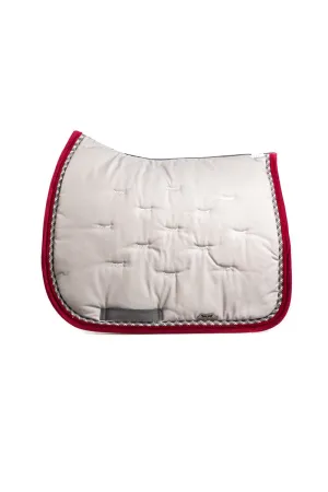 Marta Morgan Cotton Saddle Blanket (Light Grey Cotton with Bordeaux Trim)