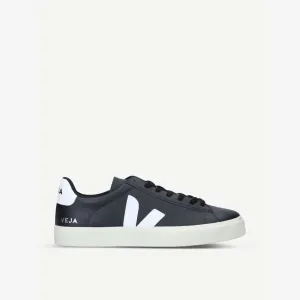 Men's Campo Low Top Sneakers in Veja Coated Leather and Canvas, Black