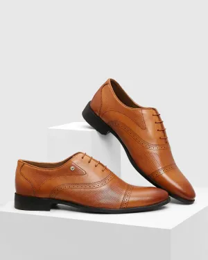 Must Haves Leather Tan Textured Oxford Shoes - Lewis