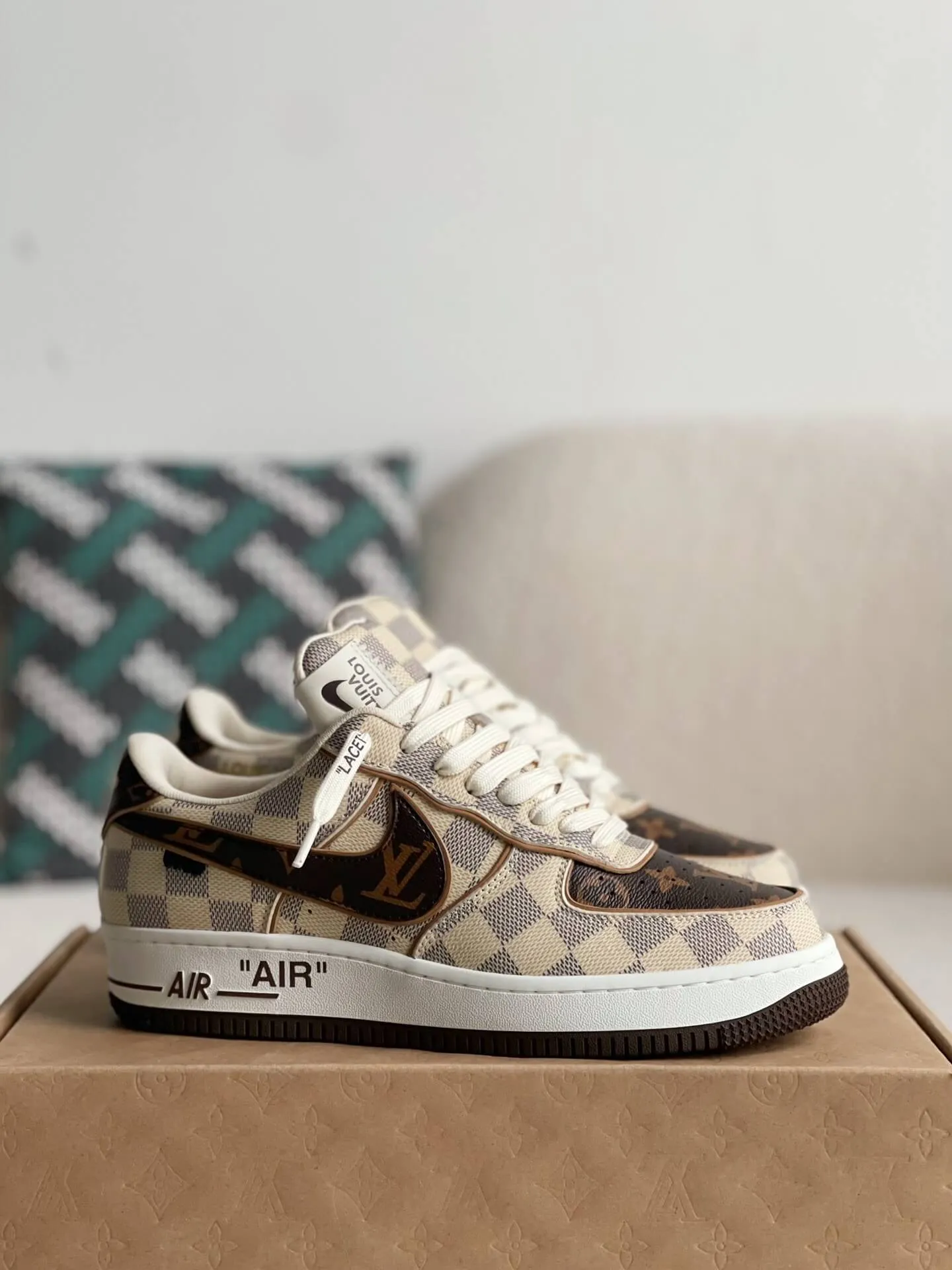 Nike x Louis Vuitton LV Air Force 1 Damier Canvas Sneakers