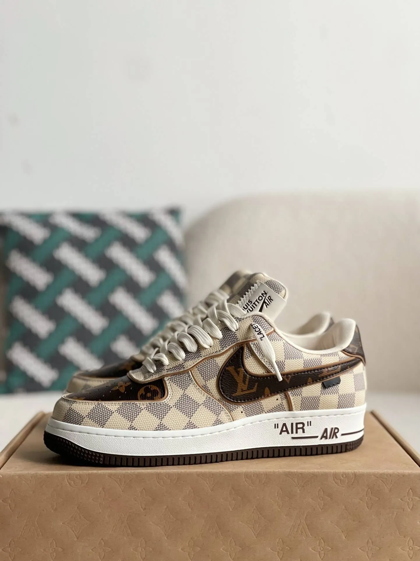 Nike x Louis Vuitton LV Air Force 1 Damier Canvas Sneakers