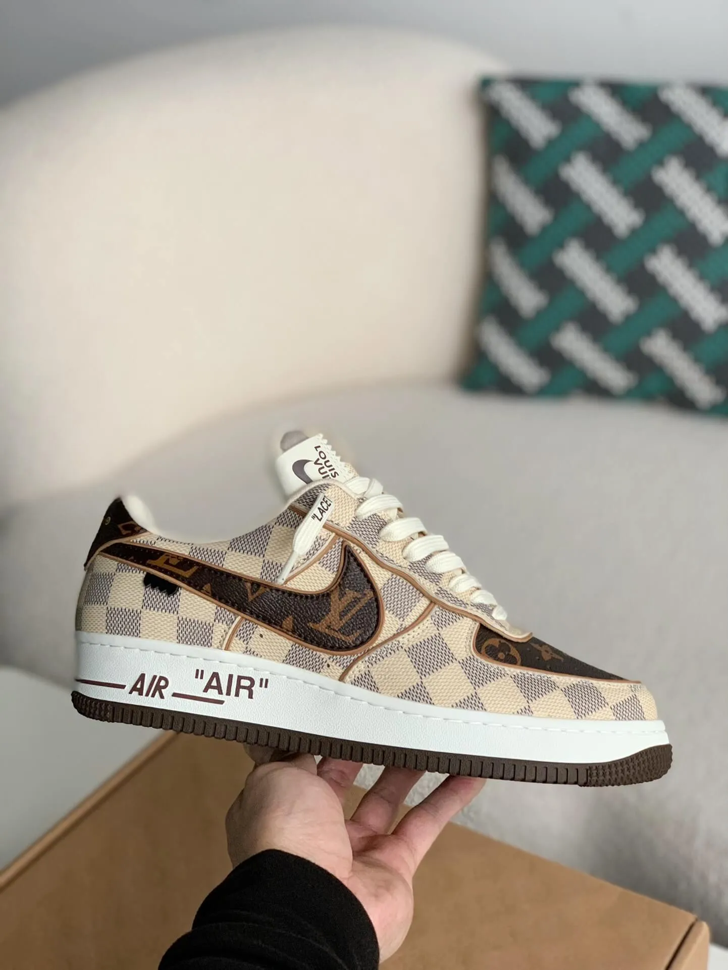 Nike x Louis Vuitton LV Air Force 1 Damier Canvas Sneakers