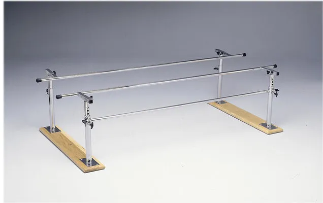 Parallel Bars, wood platform mounted, height and width adjustable, 10' L x 19" - 26" W x 26" - 44" H