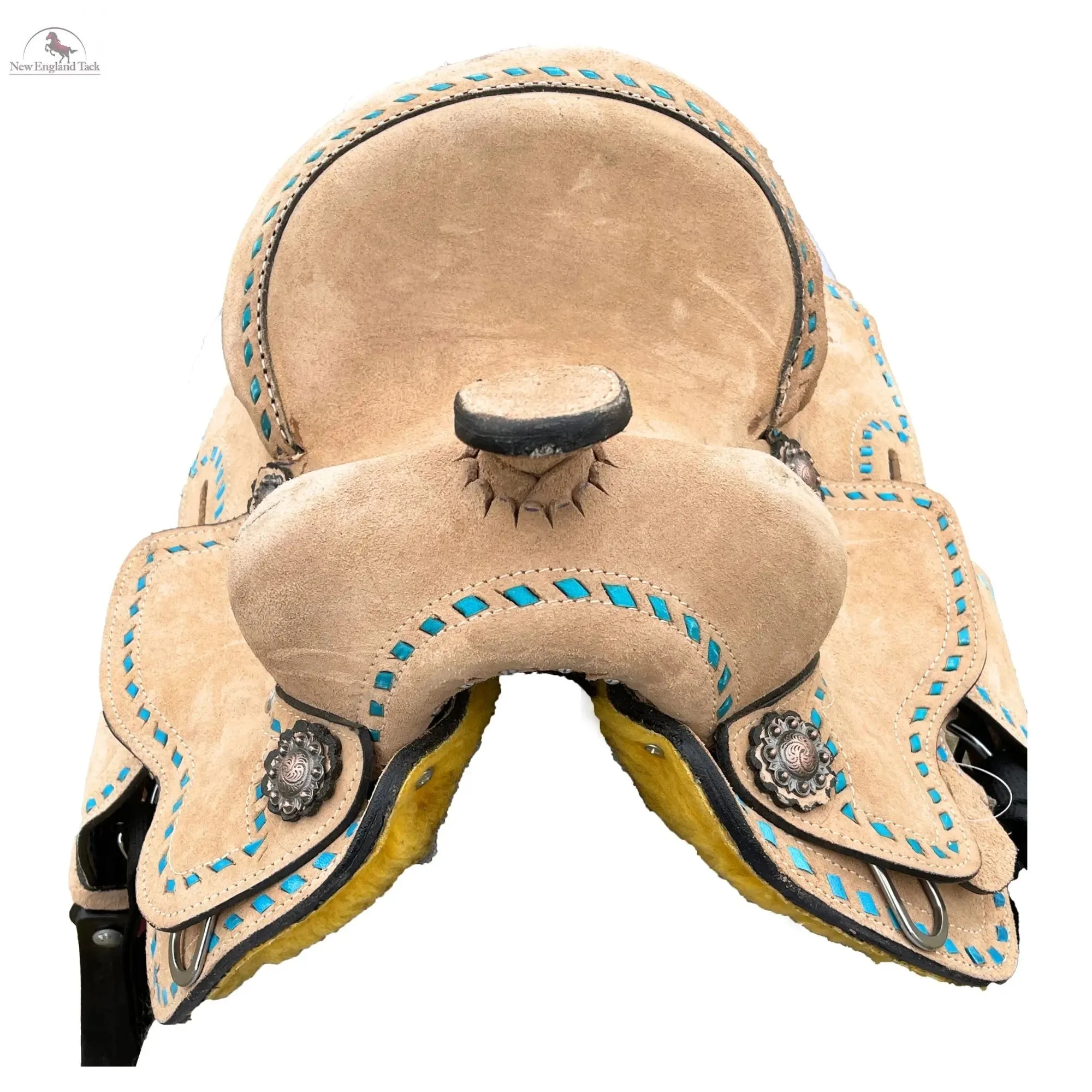 Resistance Rough Out Turquoise Backstitch western Barrel Saddle 8 inch