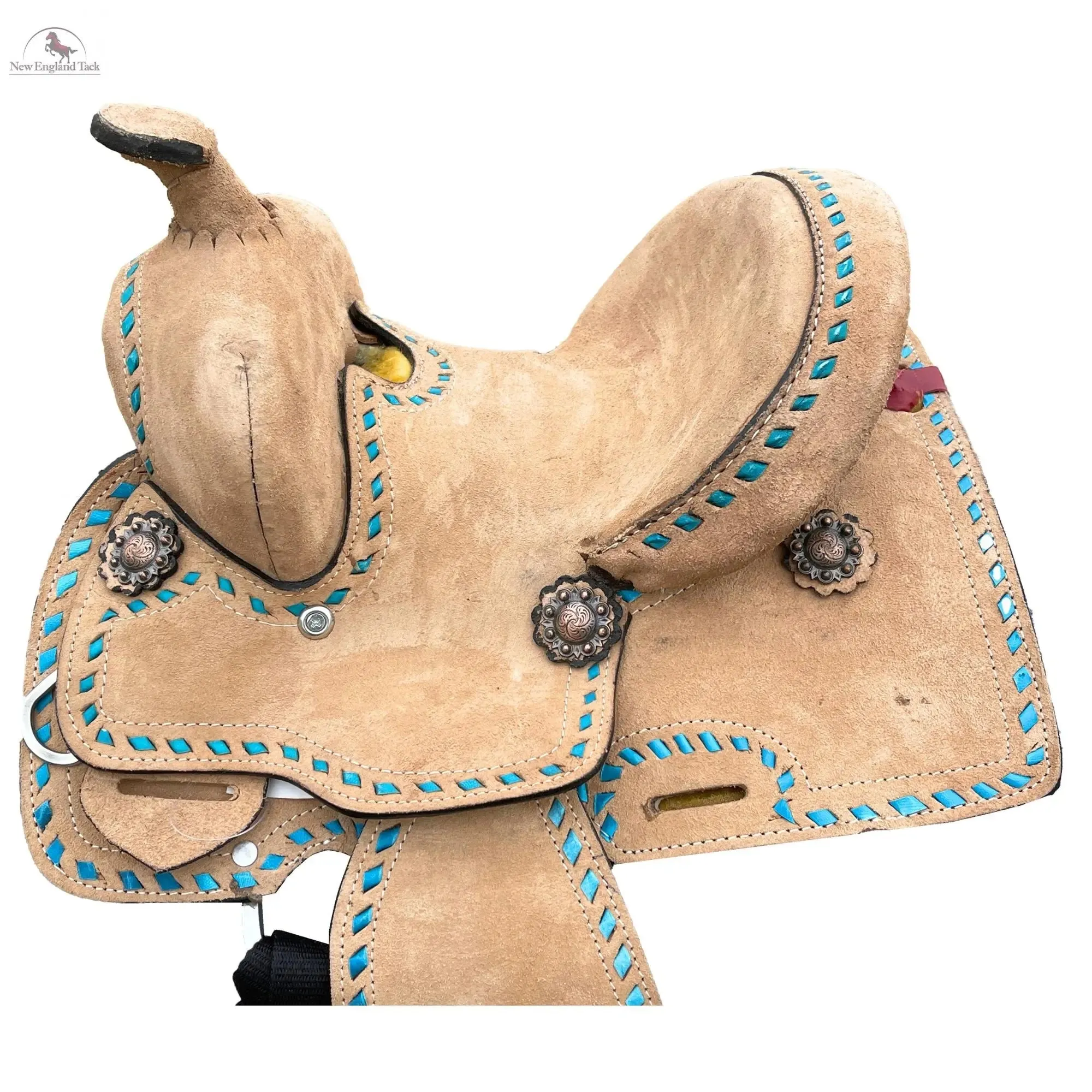 Resistance Rough Out Turquoise Backstitch western Barrel Saddle 8 inch