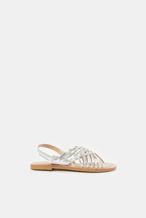 Senior Girls Silver Crossover Strap Sandal