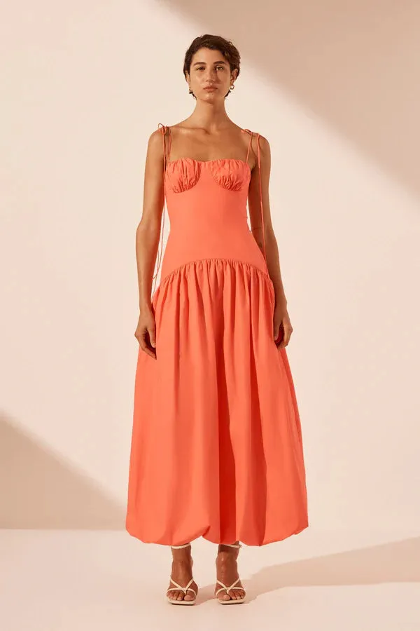 Shona Joy - Maiori Gathered Bubble Midi Dress - Coral