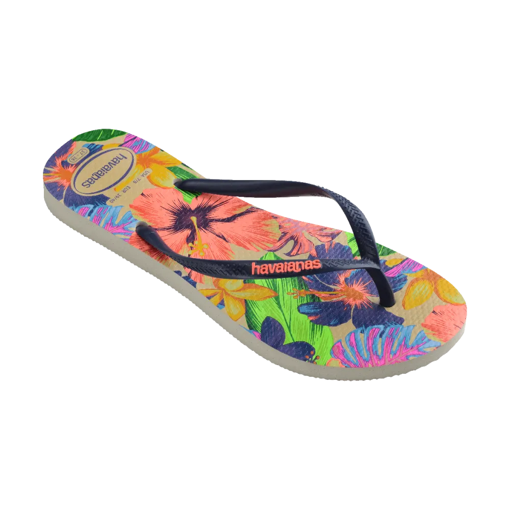 Slim Floral Neon Flip Flops