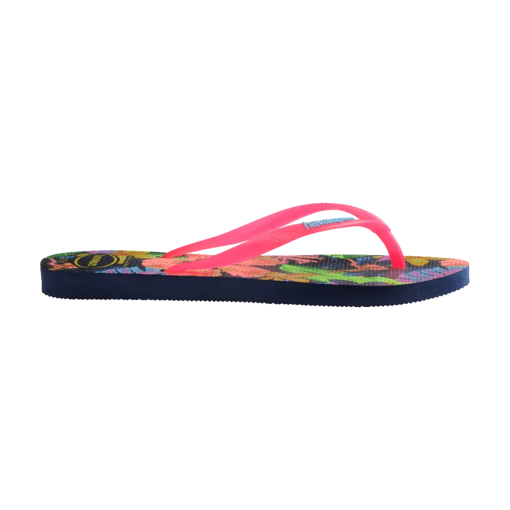 Slim Floral Neon Flip Flops