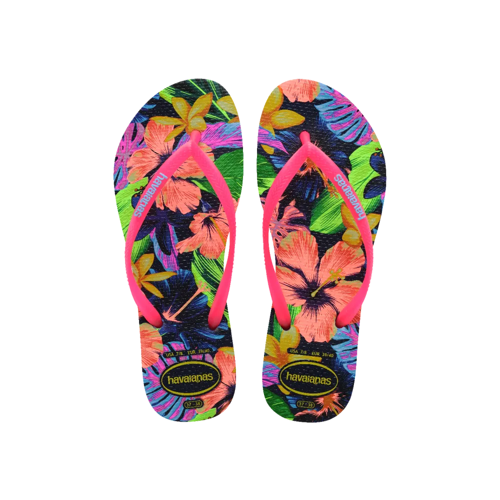 Slim Floral Neon Flip Flops