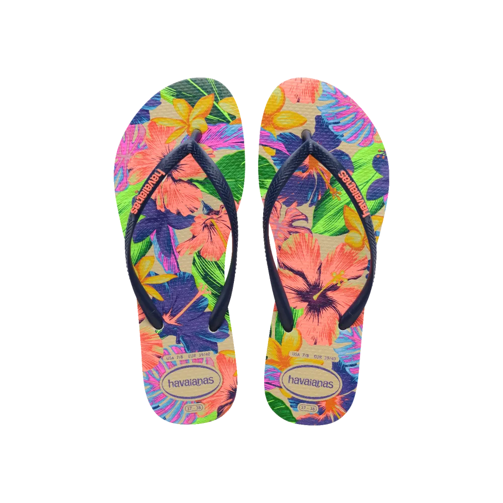 Slim Floral Neon Flip Flops