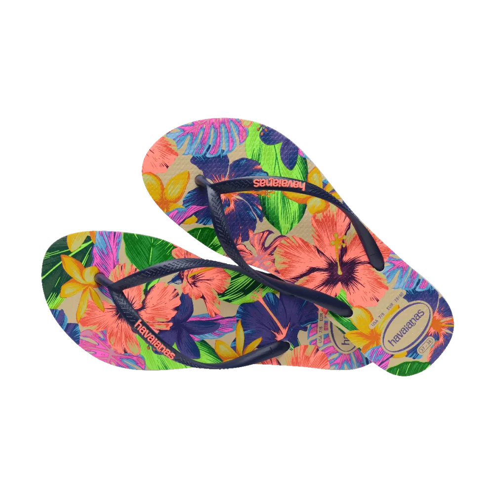 Slim Floral Neon Flip Flops