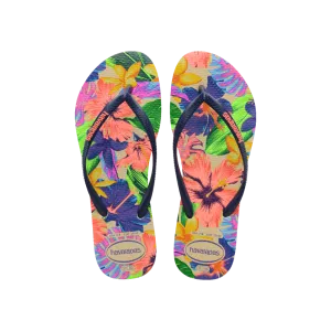 Slim Floral Neon Flip Flops