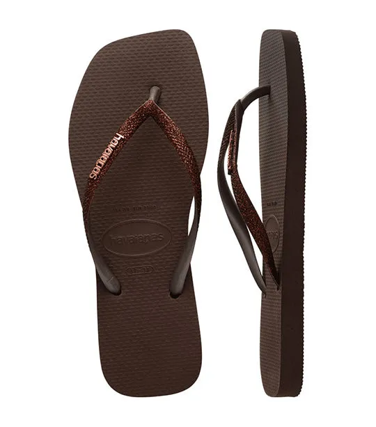 Slim Square Glitter Flip Flops Earth